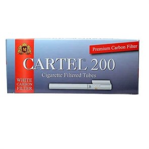 Сигаретные гильзы CARTEL WHITE CARBON  угольный фильтр 20мм 200 шт 138